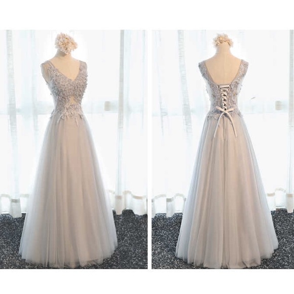 Mesh Top Prom Dress